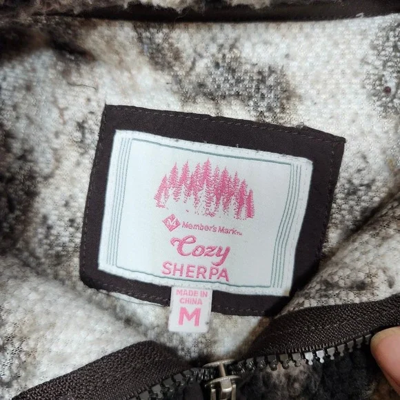 Members‎ Mark Cozy Sherpa Fleece Jacket Leopard Print Full Zip Size M - Picture 3 of 7